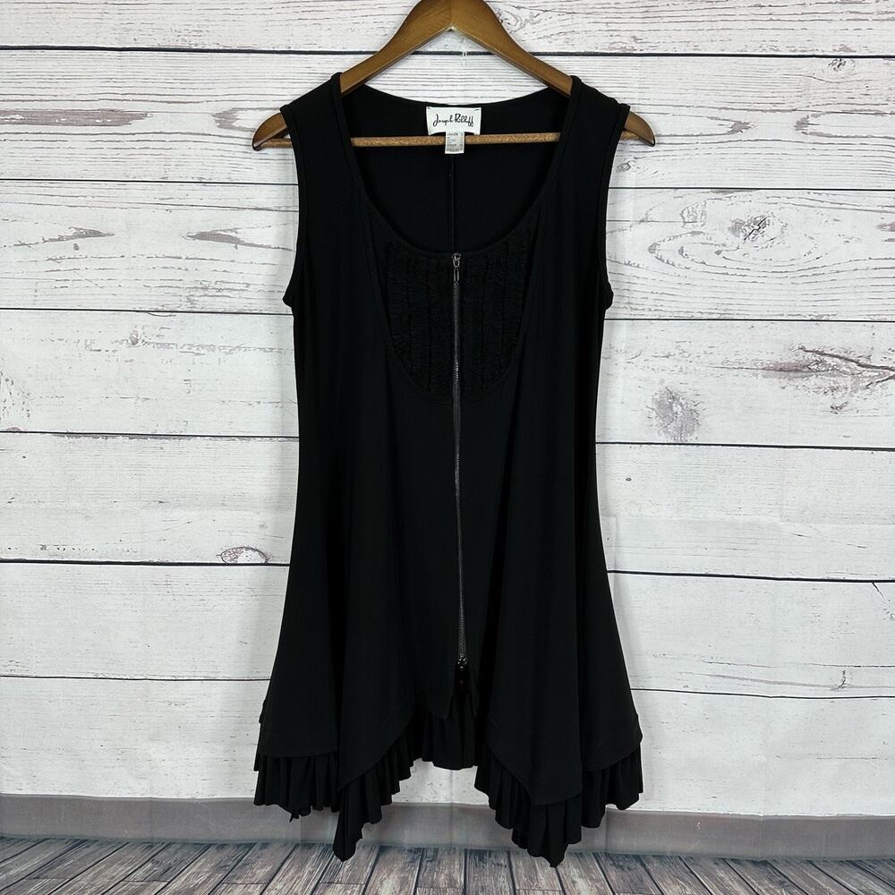 Joseph Ribkoff Dress Womens 10 Black Zip Ruffle Stretch LBD Career Office Slinky